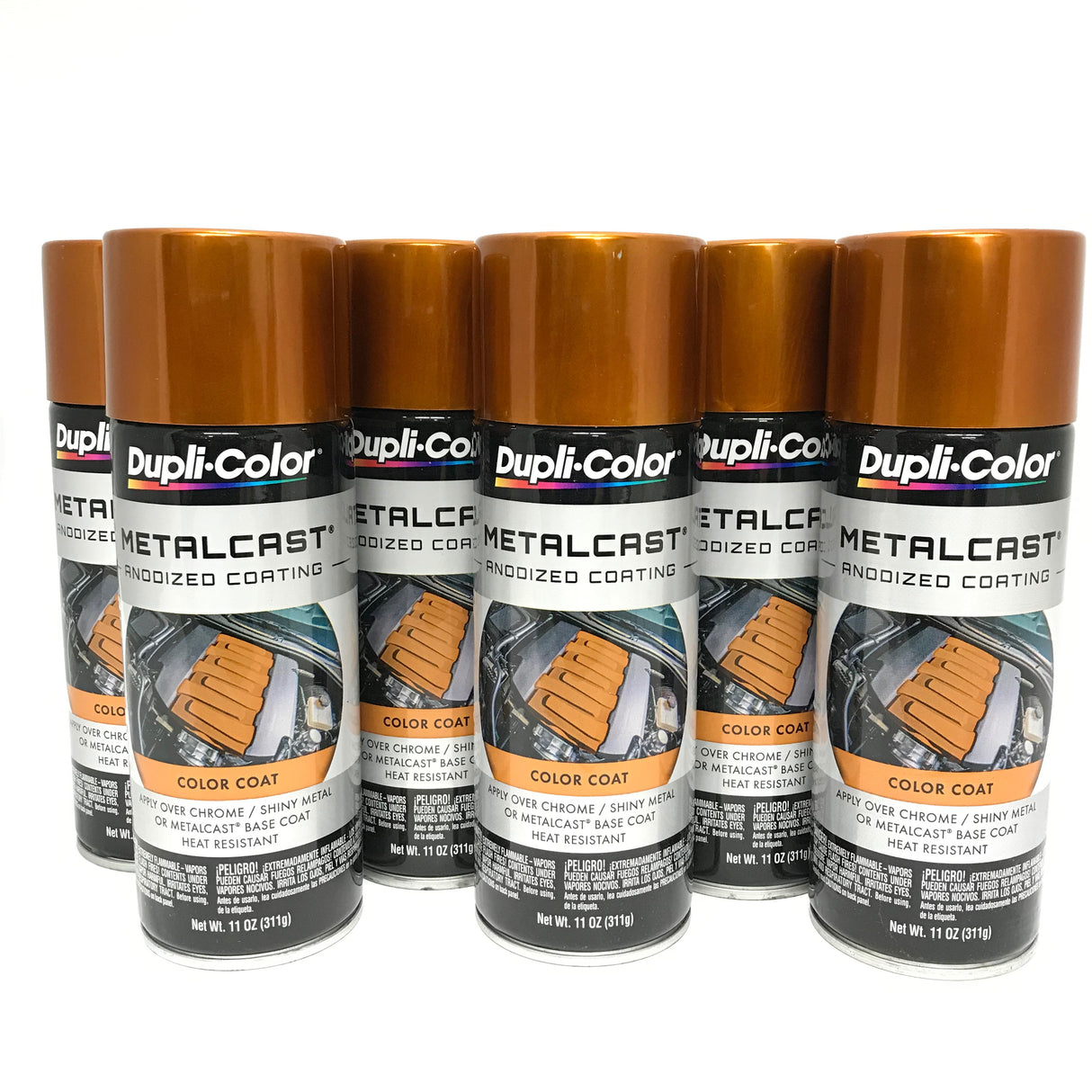 Duplicolor MC205 - 6 Pack Metalcast Orange Copper Anodized Automotive Paint - 11 oz