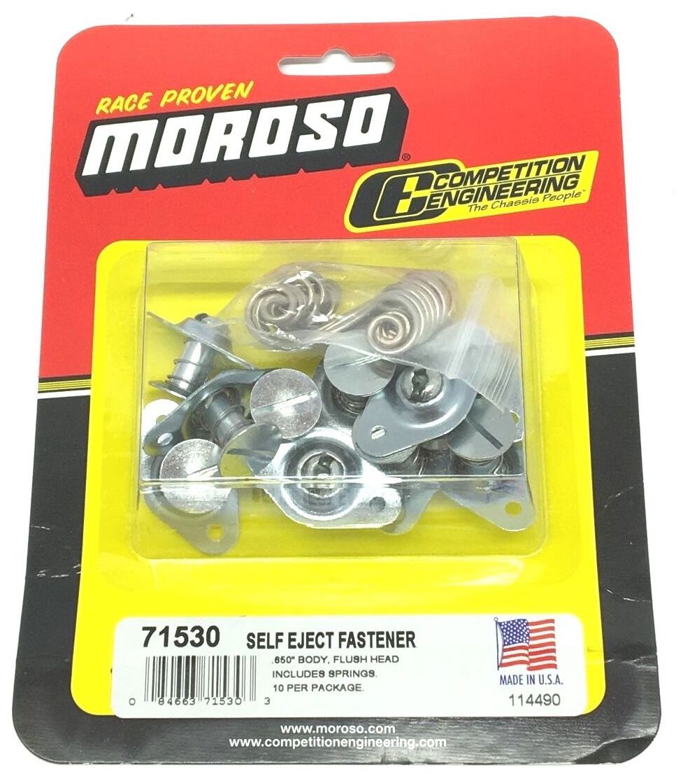 Moroso 71530 Self Eject Fastener, .65" Body, Flush Head Includes Springs - 10 pkg