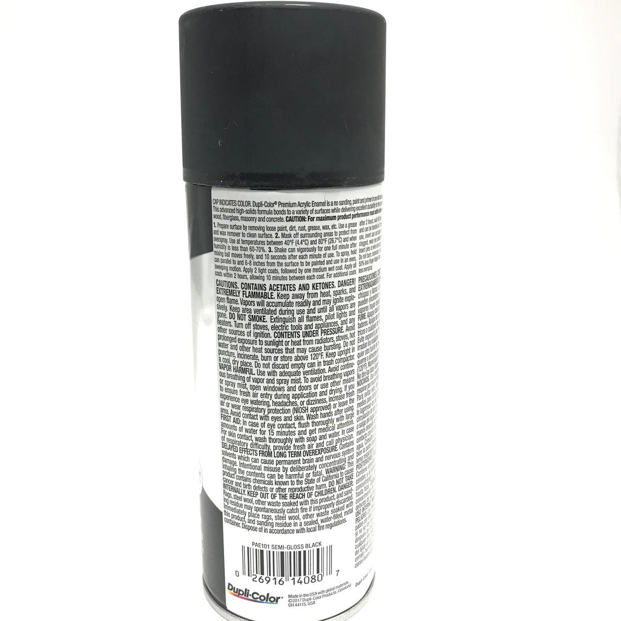 Duplicolor PAE101 SEMI-GLOSS BLACK Premium Acrylic Enamel - Max Rust Protection - 12oz