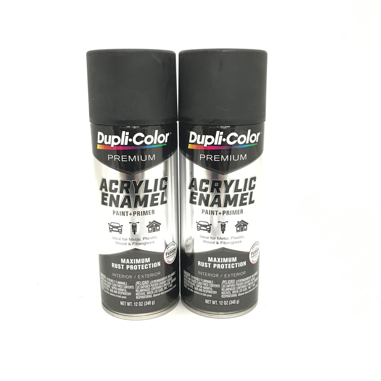 Duplicolor PAE102-2 Pack Flat Black Premium Acrylic Enamel - Max Rust Protection - 12 oz