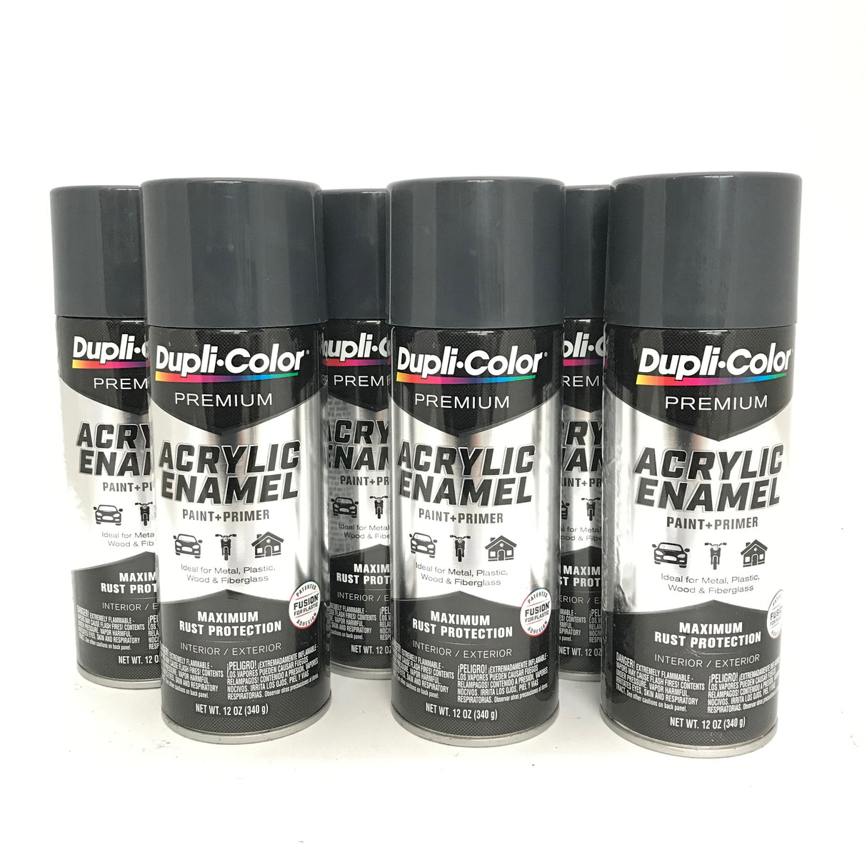 Duplicolor PAE108-6 Pack Gunmetal Premium Acrylic Enamel - Max Rust Protection - 12 oz