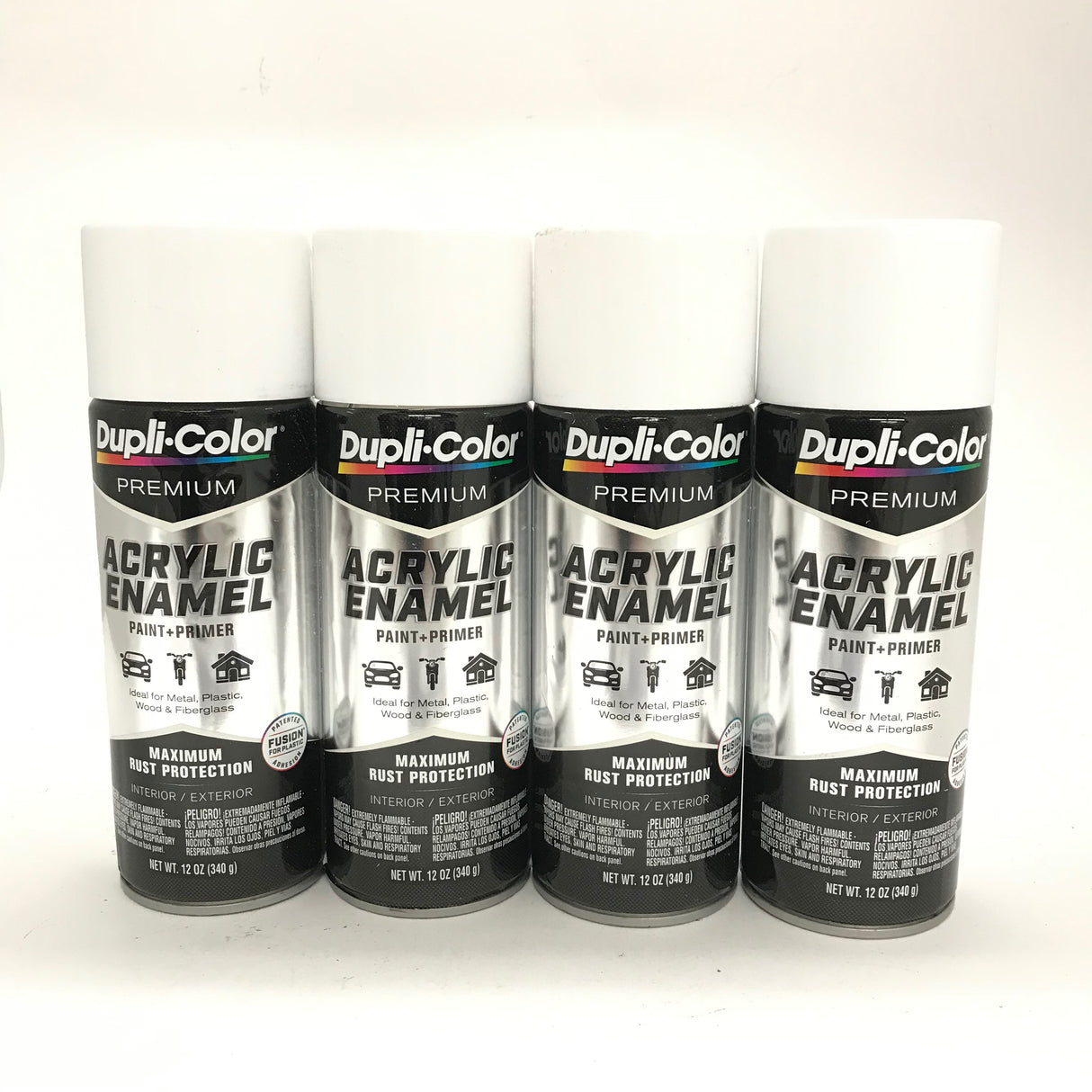 Duplicolor PAE110-4 PACK GLOSS WHITE Premium Acrylic Enamel -Max Rust Protection - 12 OZ