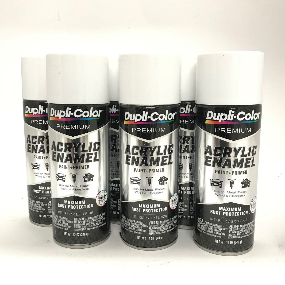 Duplicolor PAE110-6 PACK GLOSS WHITE Premium Acrylic Enamel -Max Rust Protection - 12 OZ