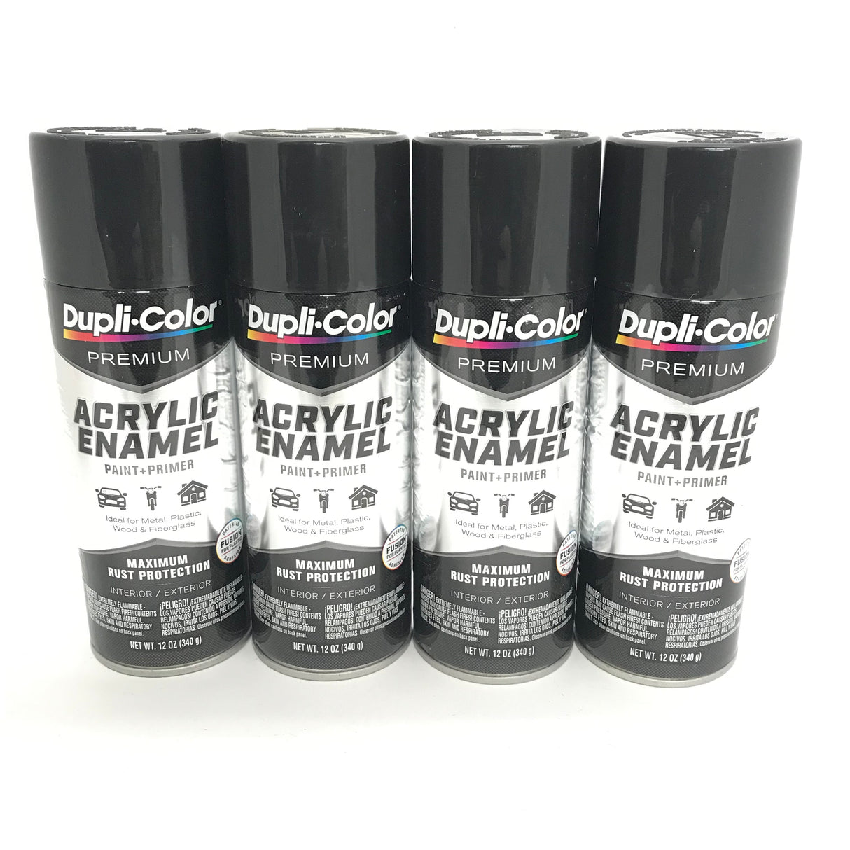 Duplicolor PAE116-4 PACK Black Stainless Steel Premium Acrylic Enamel Paint & Primer - 12 oz