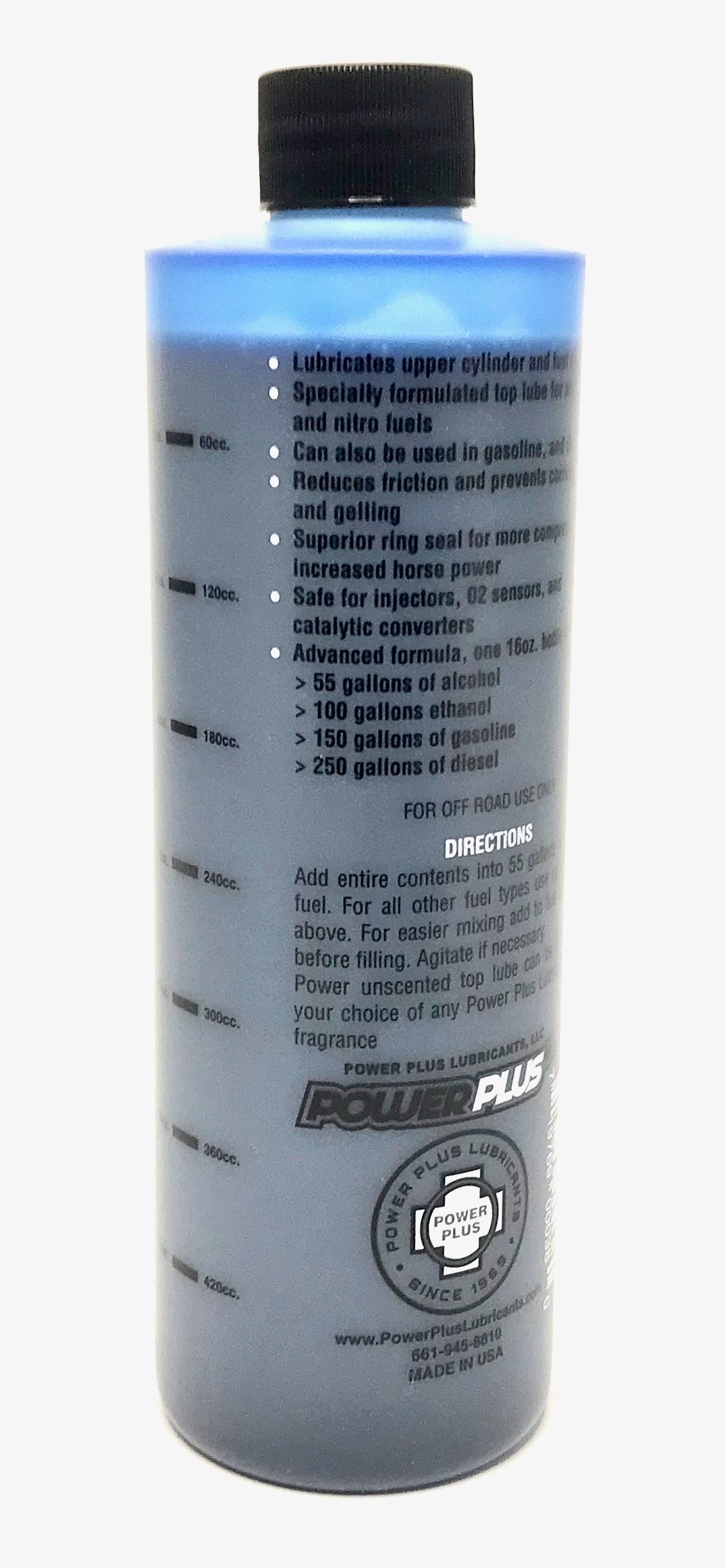 Power Plus UNSCENTED BLUE Lubricant Fuel Additive Alcohol Top Lube - 16 fl oz