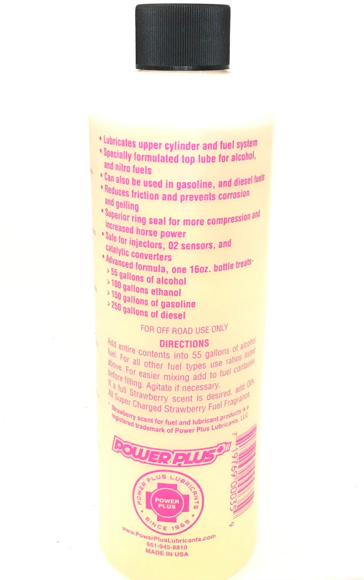 PowerPlus Lubricants Alcohol Top Lube Strawberry Scented 16oz-Liquid Power Upper Cylinder Lube - 12 PACK