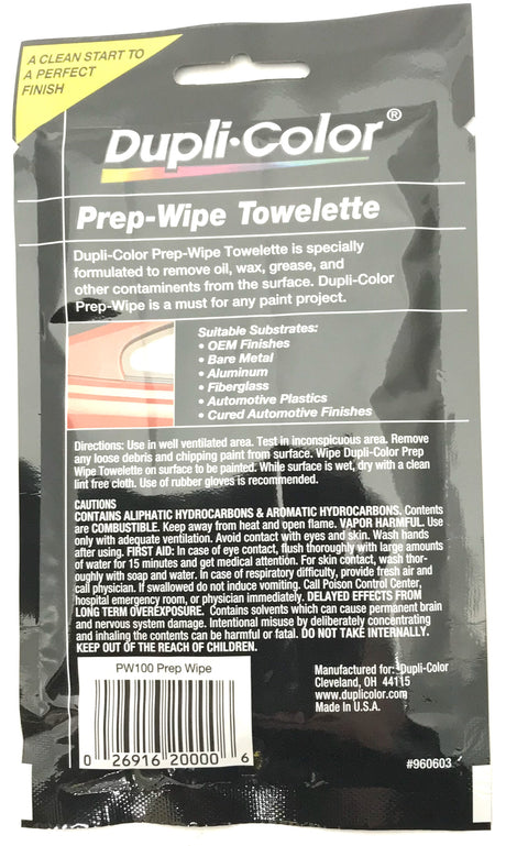 Duplicolor PW100 Touch-up Repair Prep-Wipe Towelette