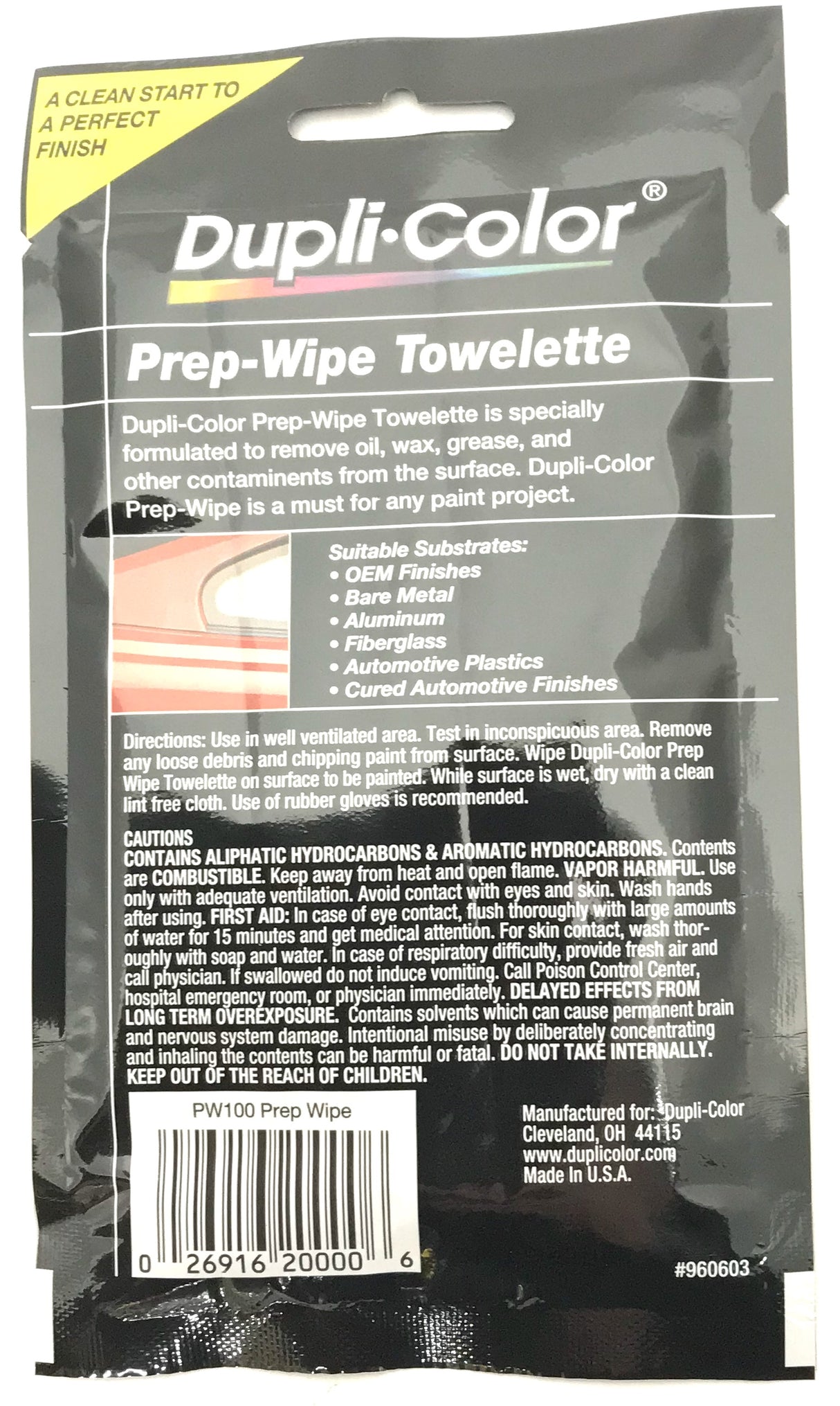 Duplicolor PW100-6 Pack Touch-up Repair Prep-Wipe Towelette