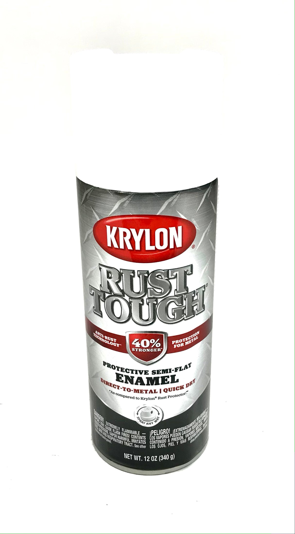 KRYLON RTA9201 SEMI-FLAT WHITE Rust Tough Protective Enamel - Quick Dry - 40% Stronger - 12 oz Aerosol
