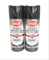 KRYLON RTA9202-2 PACK GLOSS BLACK Rust Tough Protective Enamel - Quick Dry - 40% Stronger - 12 oz Aerosol