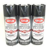 KRYLON RTA9202-3 PACK GLOSS BLACK Rust Tough Protective Enamel - Quick Dry - 40% Stronger - 12 oz Aerosol