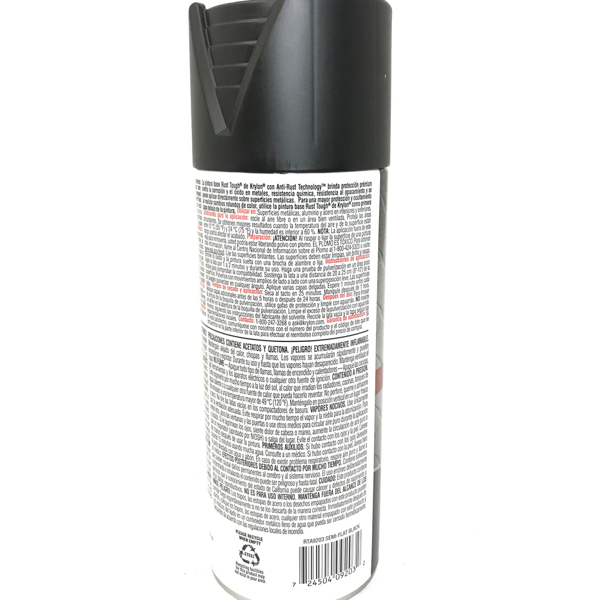 KRYLON RTA9203-4 PACK SEMI-FLAT BLACK Rust Tough Protective Enamel - Quick Dry - 40% Stronger - 12 oz Aerosol