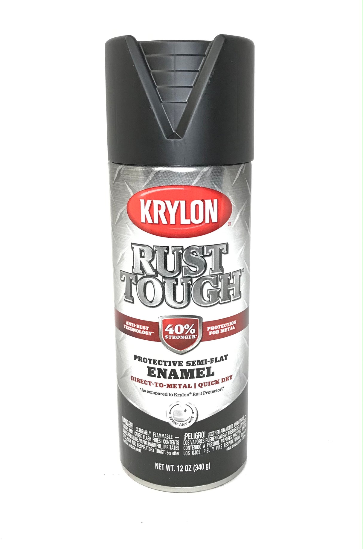 KRYLON RTA9203 SEMI-FLAT BLACK Rust Tough Protective Enamel - Quick Dry - 40% Stronger - 12 oz Aerosol