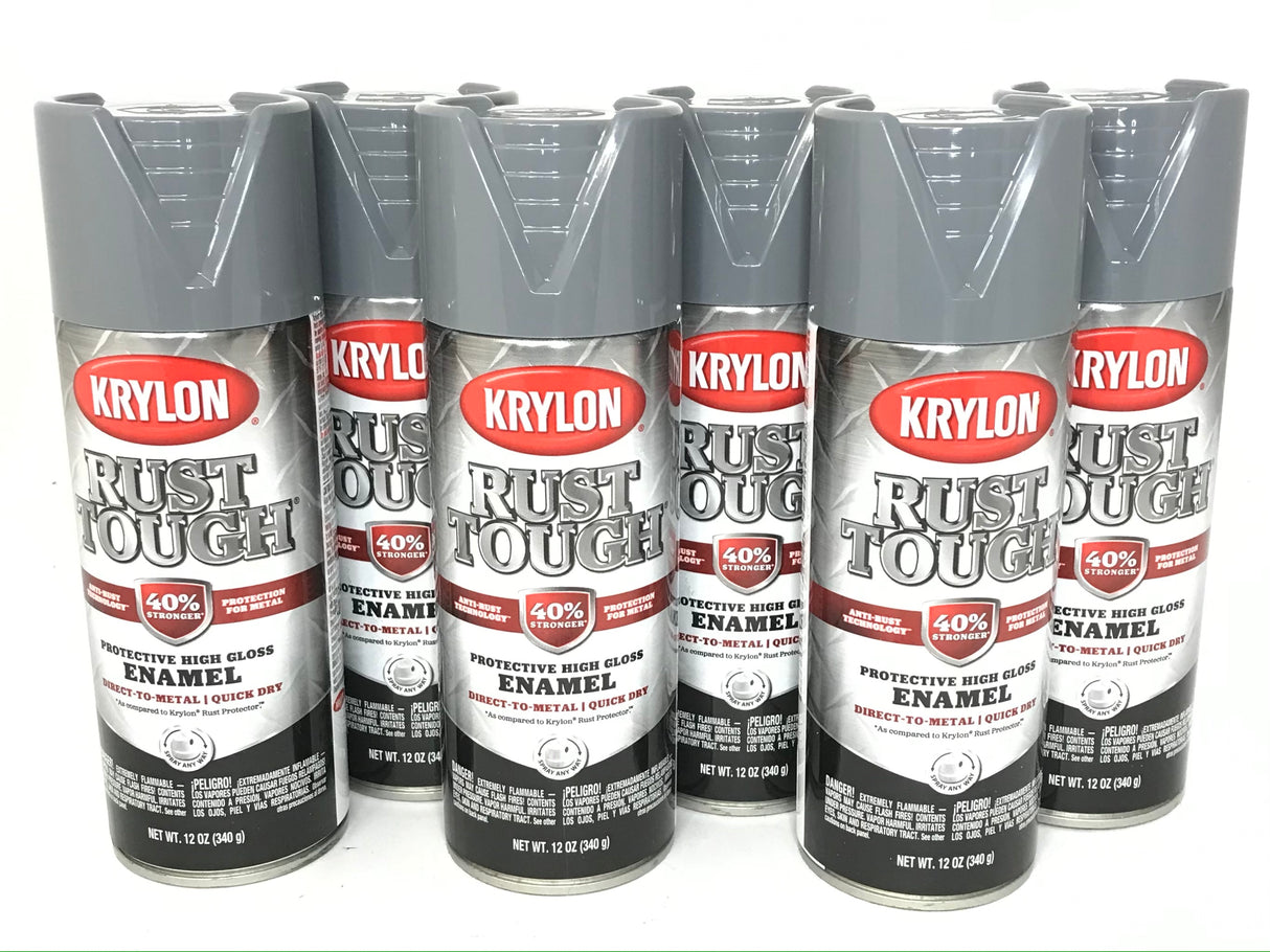 KRYLON RTA9206 Rust Tough GLOSS Battleship Gray Primer - Max Protection - Quick Dry -6 PACK