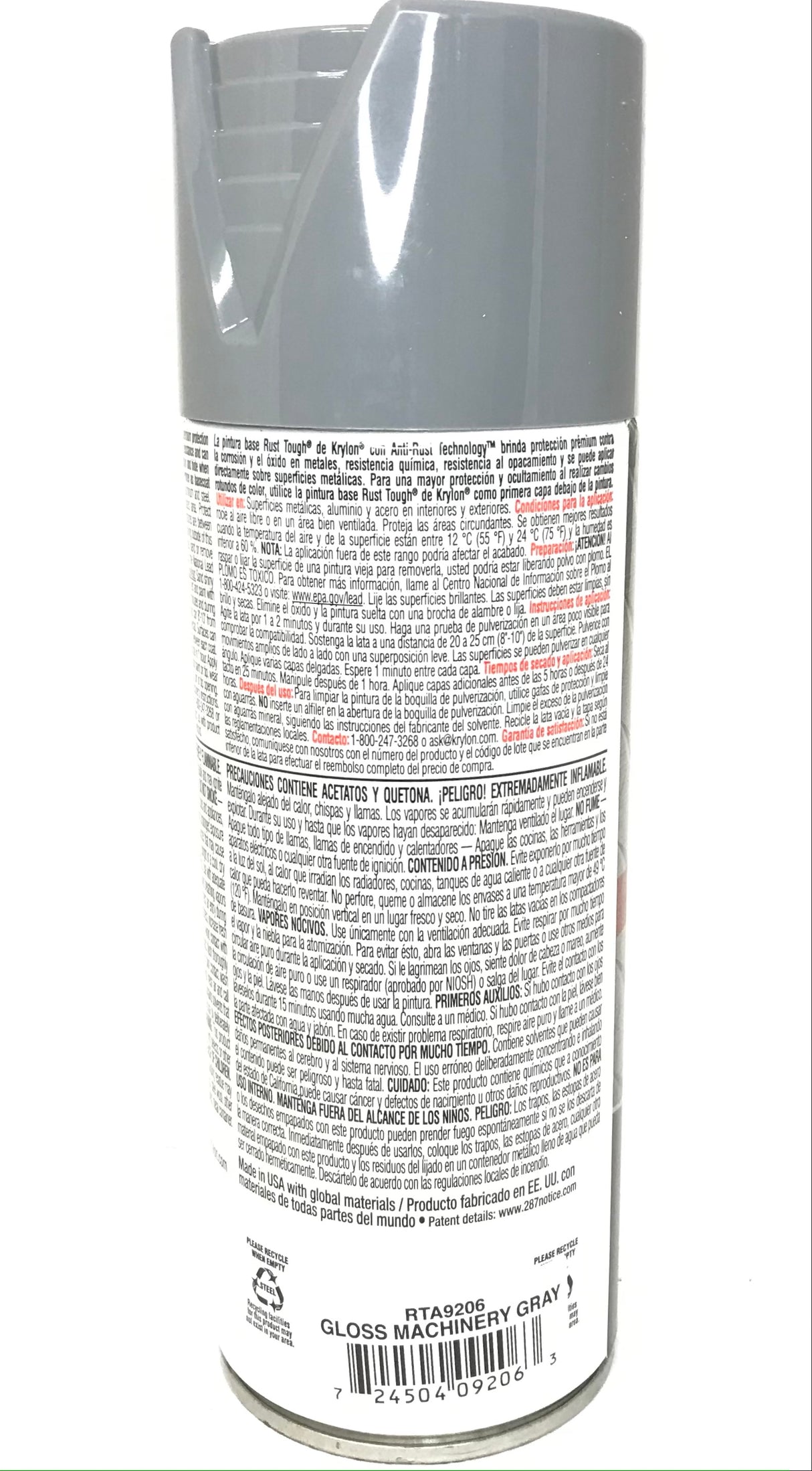 KRYLON RTA9206 Rust Tough GLOSS Battleship Gray Primer - Max Protection - Quick Dry - 12 oz