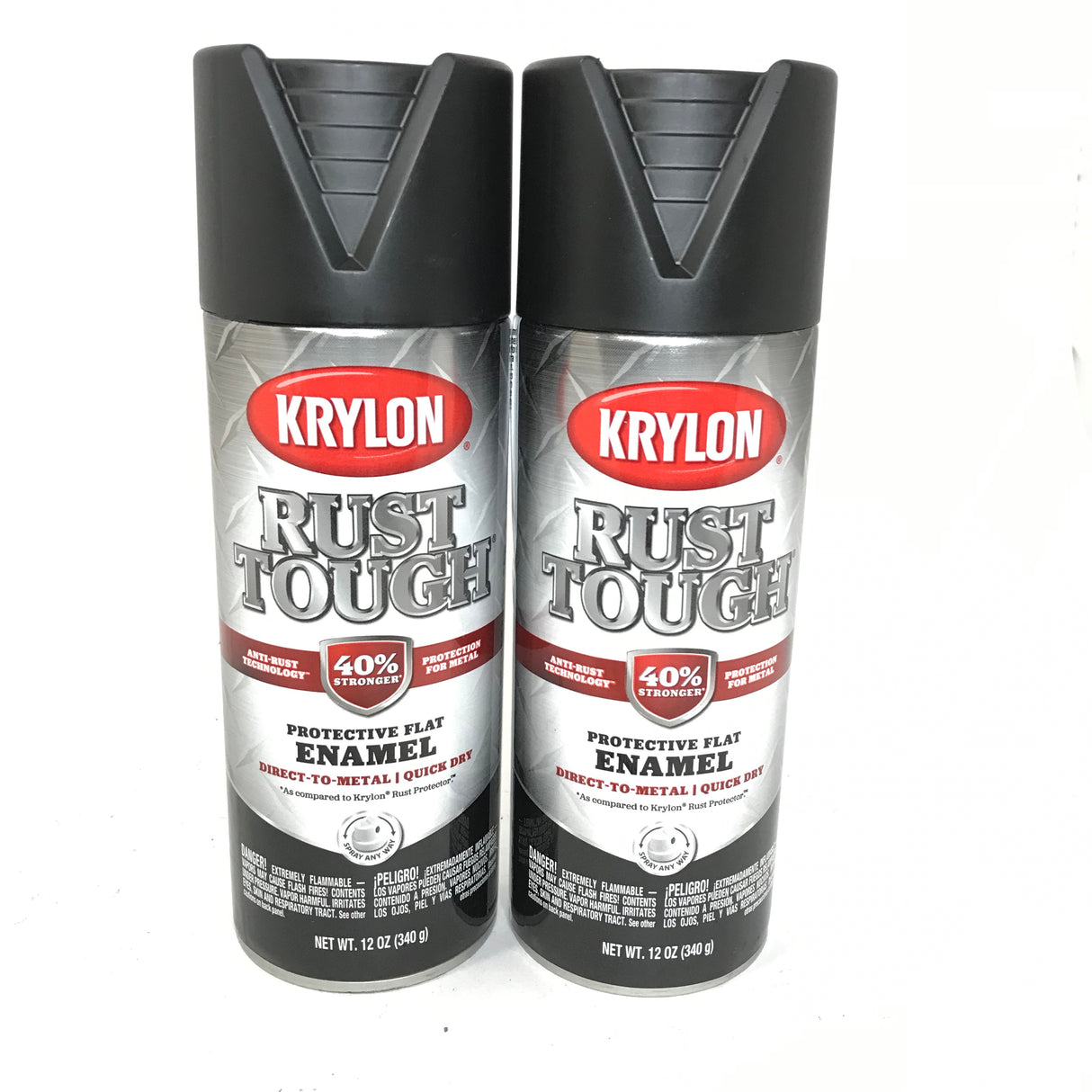 KRYLON RTA9218-2 PACK FLAT BLACK Rust Tough Protective Enamel - Quick Dry - 40% Stronger - 12 oz Aerosol