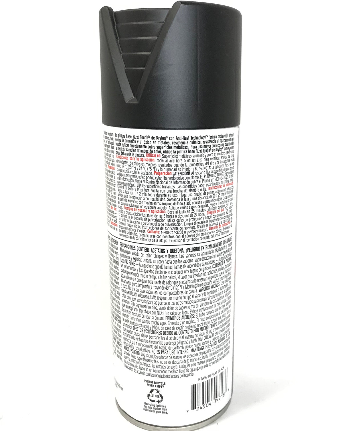 KRYLON RTA9218 FLAT BLACK Rust Tough Protective Enamel - Quick Dry - 40% Stronger - 12 oz Aerosol