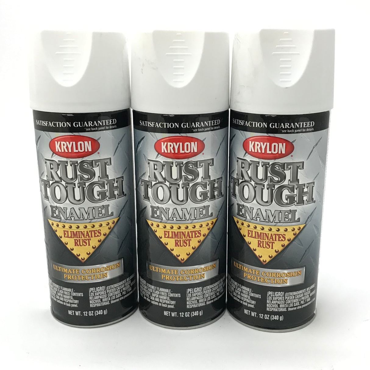 KRYLON RTA9219-3 PACK FLAT WHITE Rust Tough Protective Enamel - Quick Dry - 40% Stronger - 12 oz Aerosol