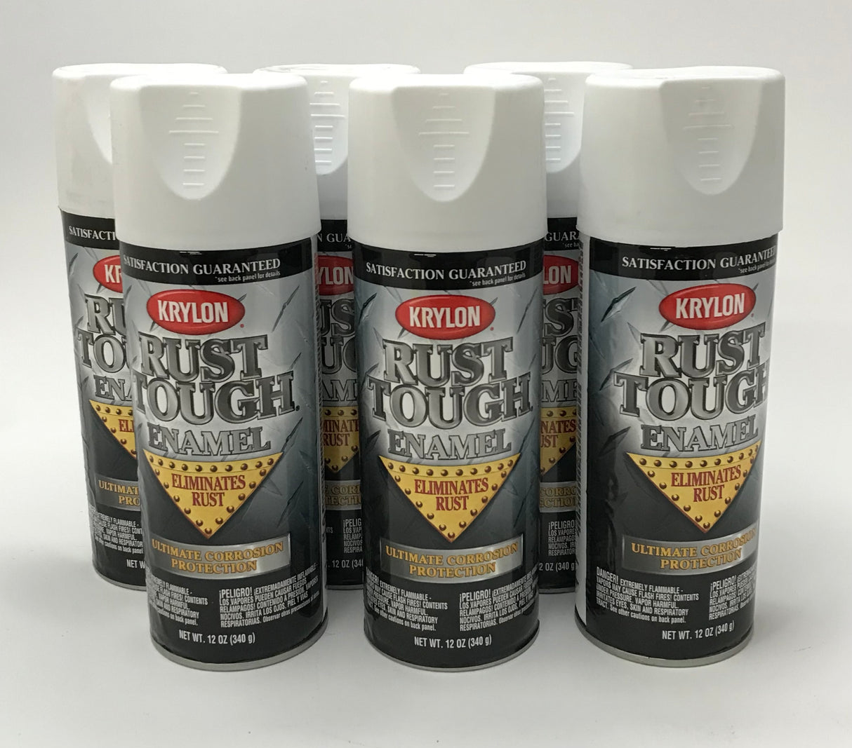 KRYLON RTA9219-6 PACK FLAT WHITE Rust Tough Protective Enamel - Quick Dry - 40% Stronger - 12 oz Aerosol