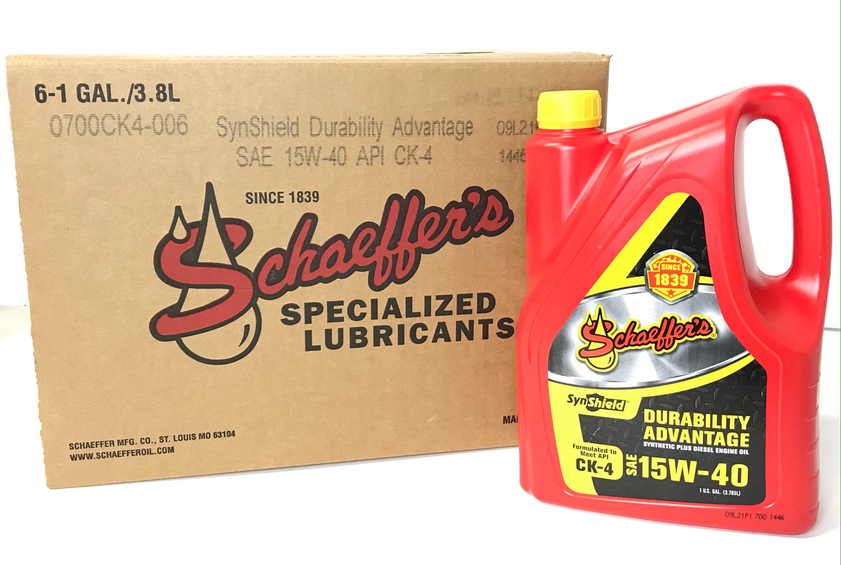 Schaeffers 0700CK4-006S SynShield Durability Advantage 15W-40 Diesel Engine Oil - gallon - 6 PACK