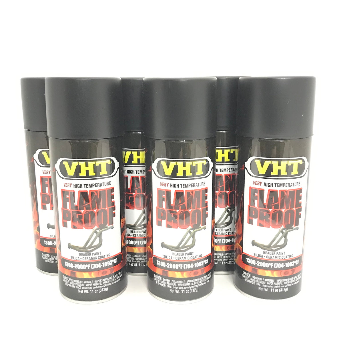 VHT SP102-6 PACK FLAT BLACK High Temperature Flame Proof Header Paint - 11 oz
