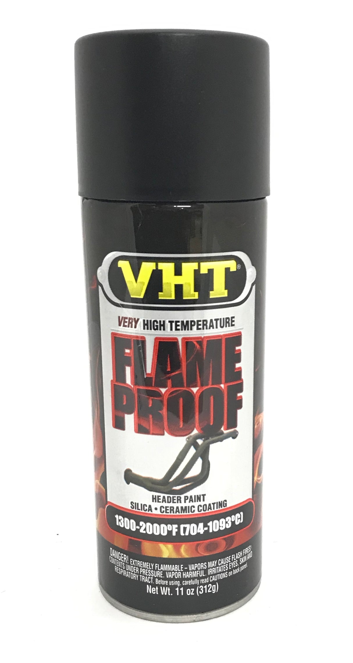 VHT SP102 FLAT BLACK High Temperature Flame Proof Header Paint - 11 oz