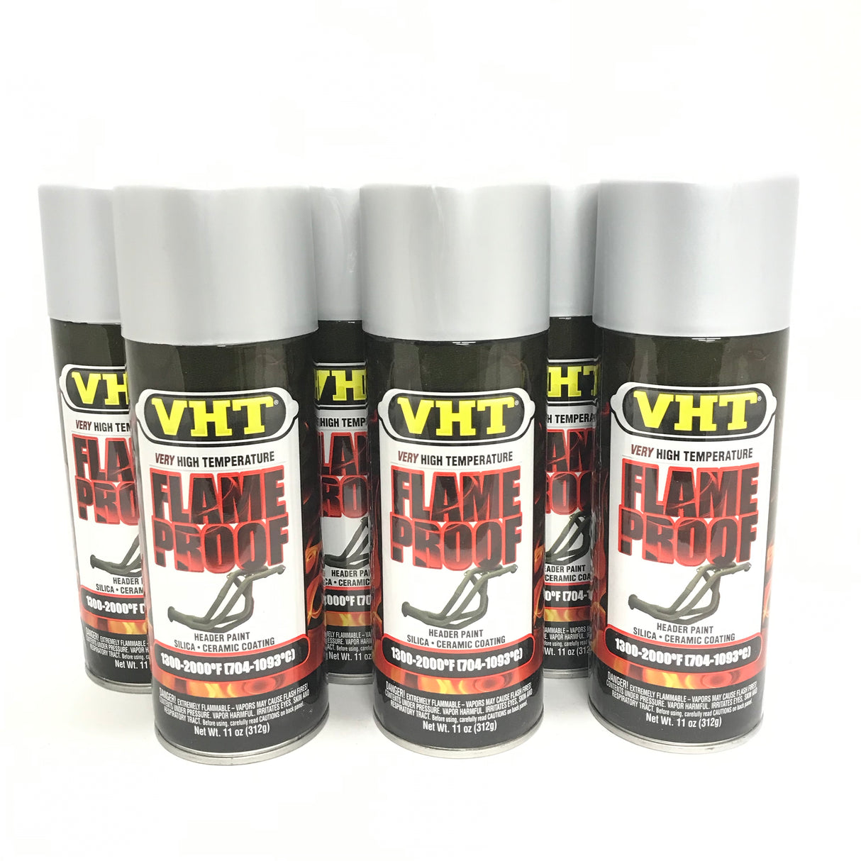 VHT SP106-6 PACK FLAT SILVER High Temperature Flame Proof Header Paint - 11 oz