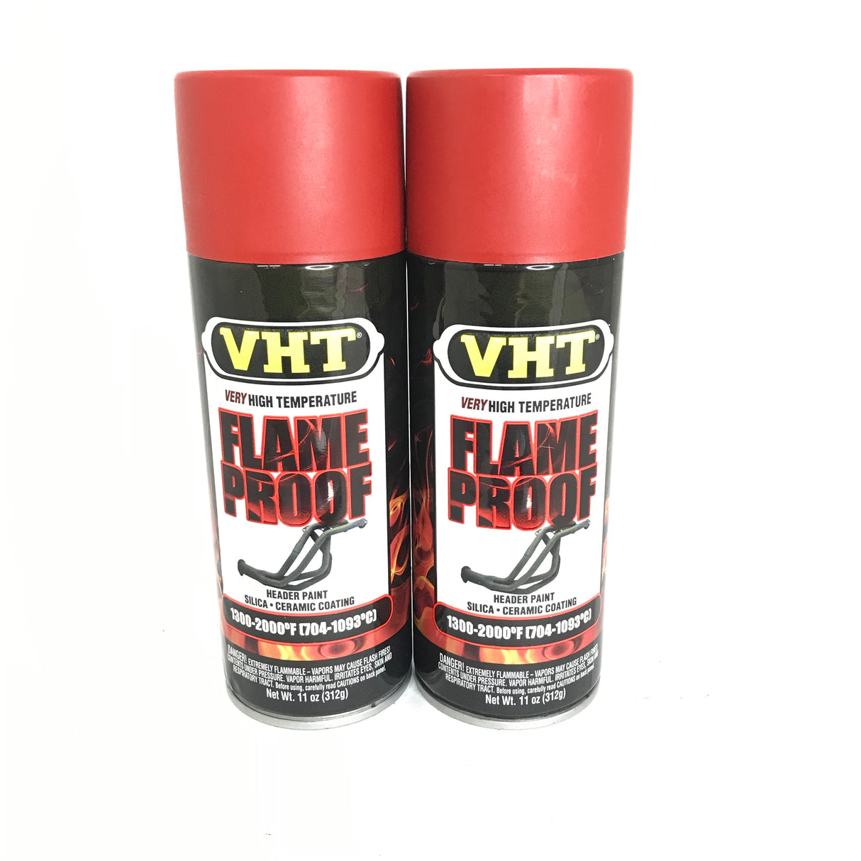 VHT SP109-2 PACK High Temperature Flame Proof FLAT RED Header Spray Paint - 11oz