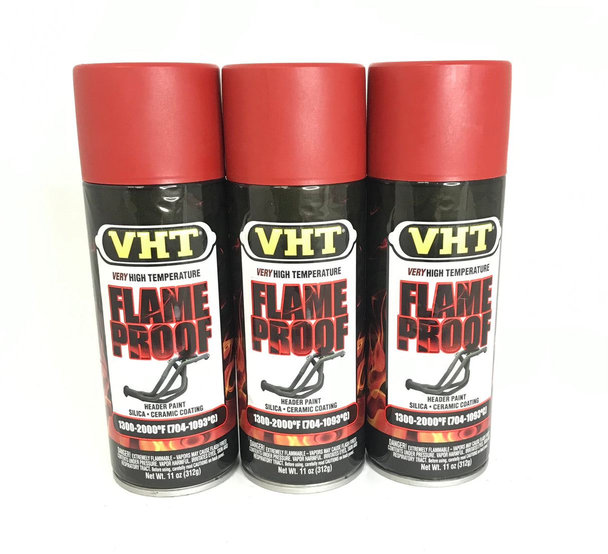 VHT SP109-3 PACK High Temperature Flame Proof FLAT RED Header Spray Paint - 11oz