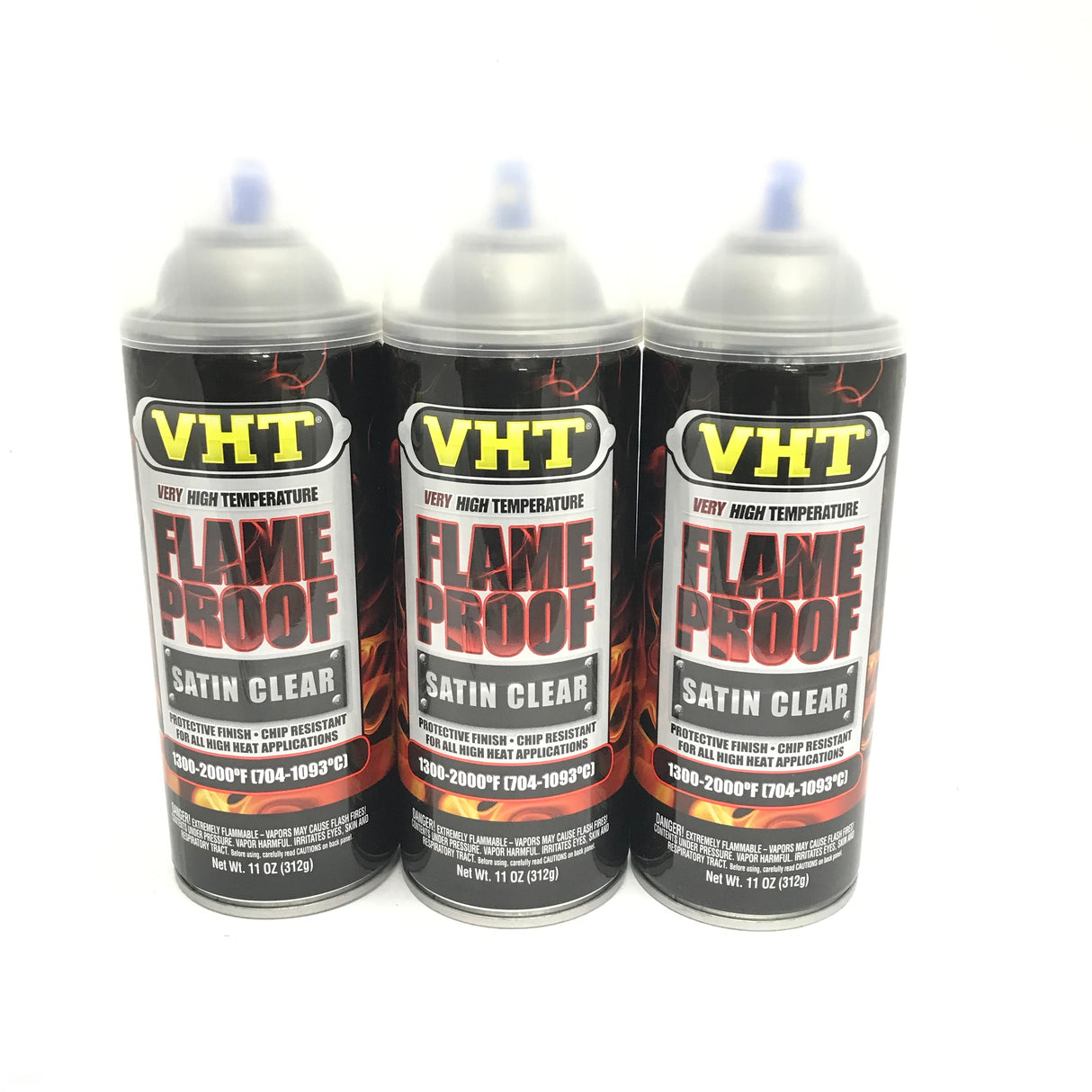 VHT SP115-3 PACK SATIN CLEAR High Temperature Flame Proof Header Paint - 11 oz