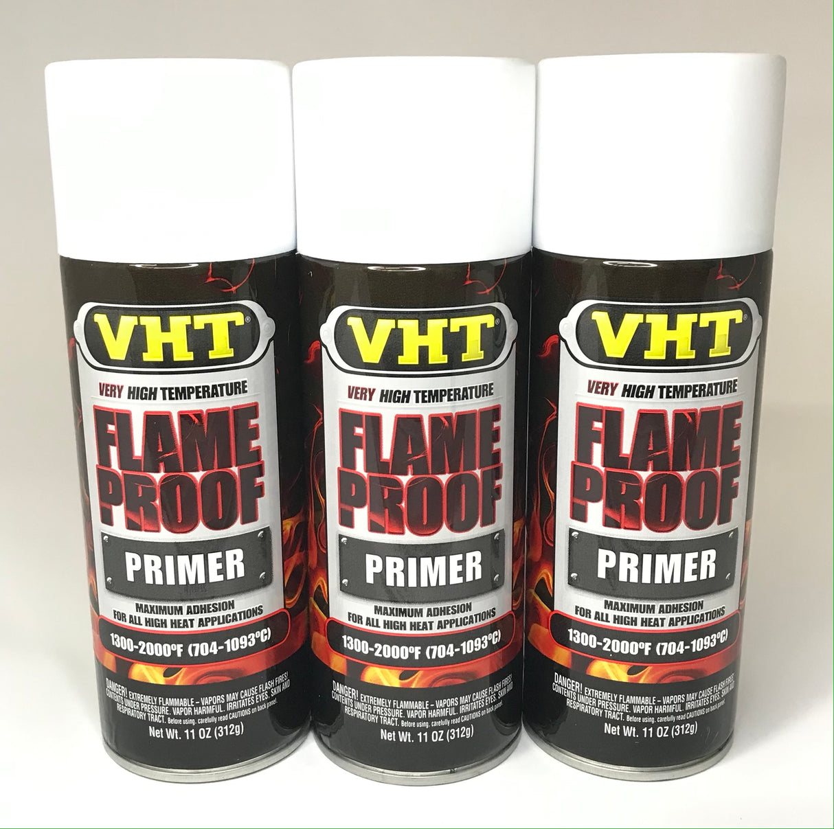 VHT SP118-3 PACK FLAT WHITE High Temperature Flame Proof Header Paint - 11 oz