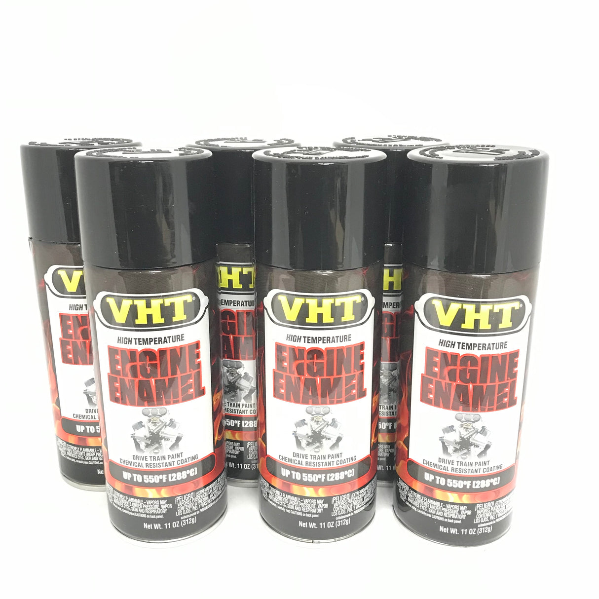 VHT SP124-6 PACK GLOSS BLACK Engine Enamel High Heat Drive Train Paint - 11 oz