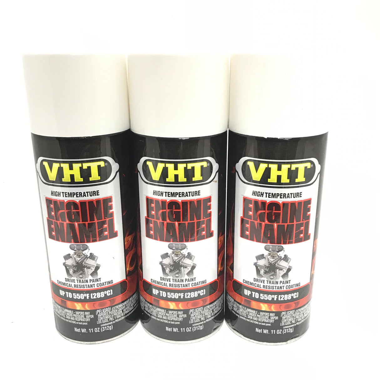 VHT SP129-3 PACK GLOSS WHITE Engine Enamel High Heat Drive Train Paint - 11 oz