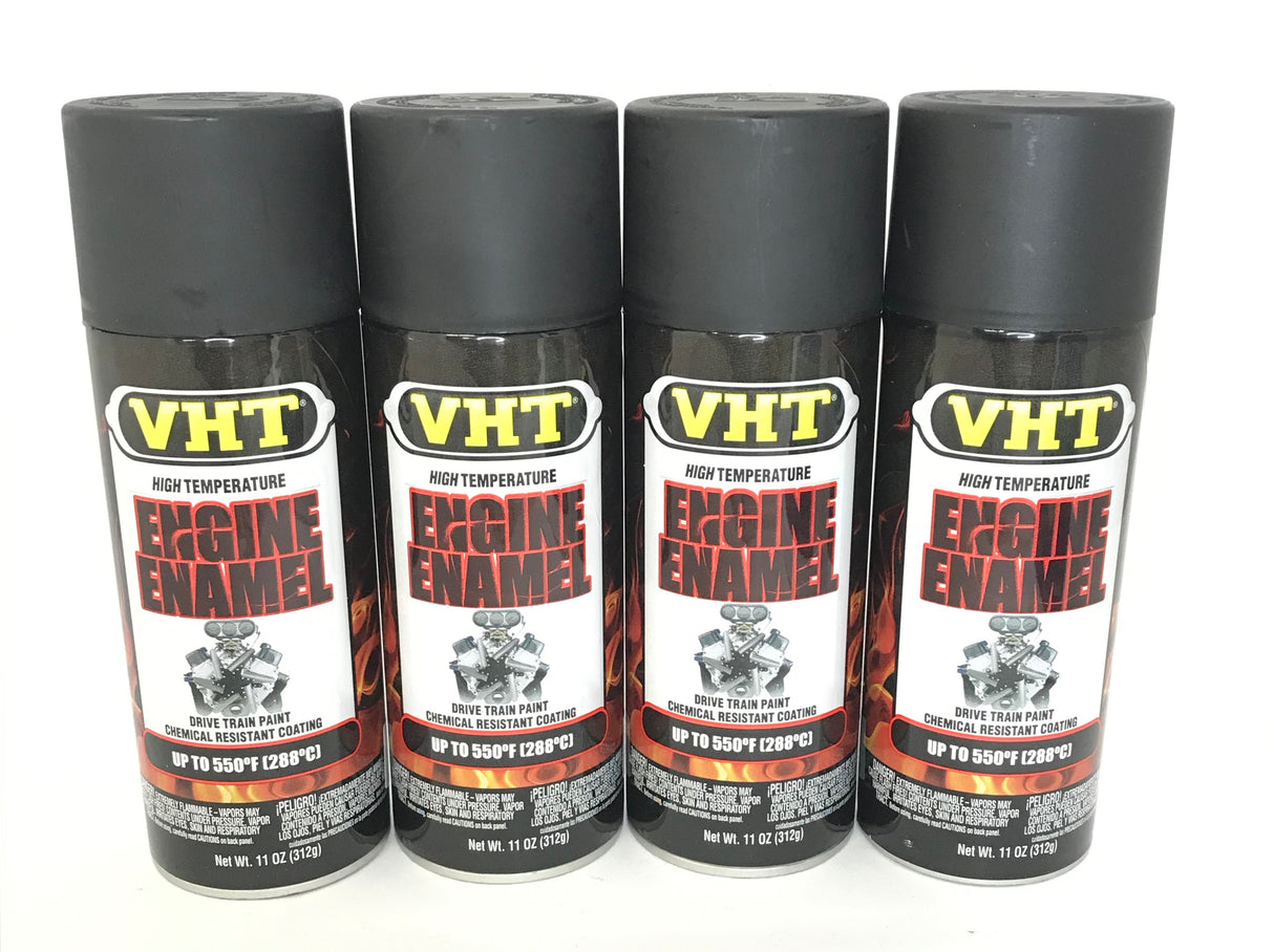 VHT SP130-4 PACK FLAT BLACK Engine Enamel High Heat Drive Train Paint - 11 oz