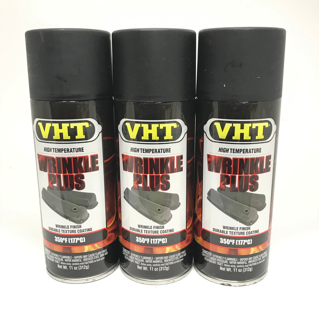 VHT SP201-3 PACK BLACK High Temperature Wrinkle Finish Durable Texture Coating - 11 oz