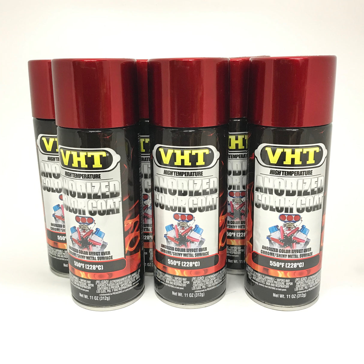 VHT SP450-6 PACK RED Anodized Color Coat - High Heat Coating - 11 oz Aerosol