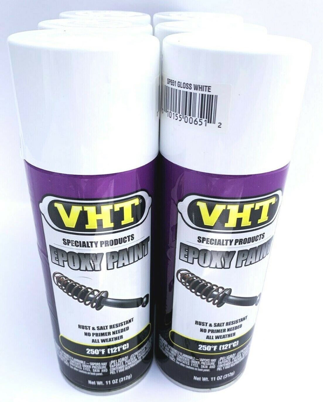 VHT SP651-6 PACK GLOSS WHITE Epoxy Paint. Rust and Salt Resistant - 11 oz