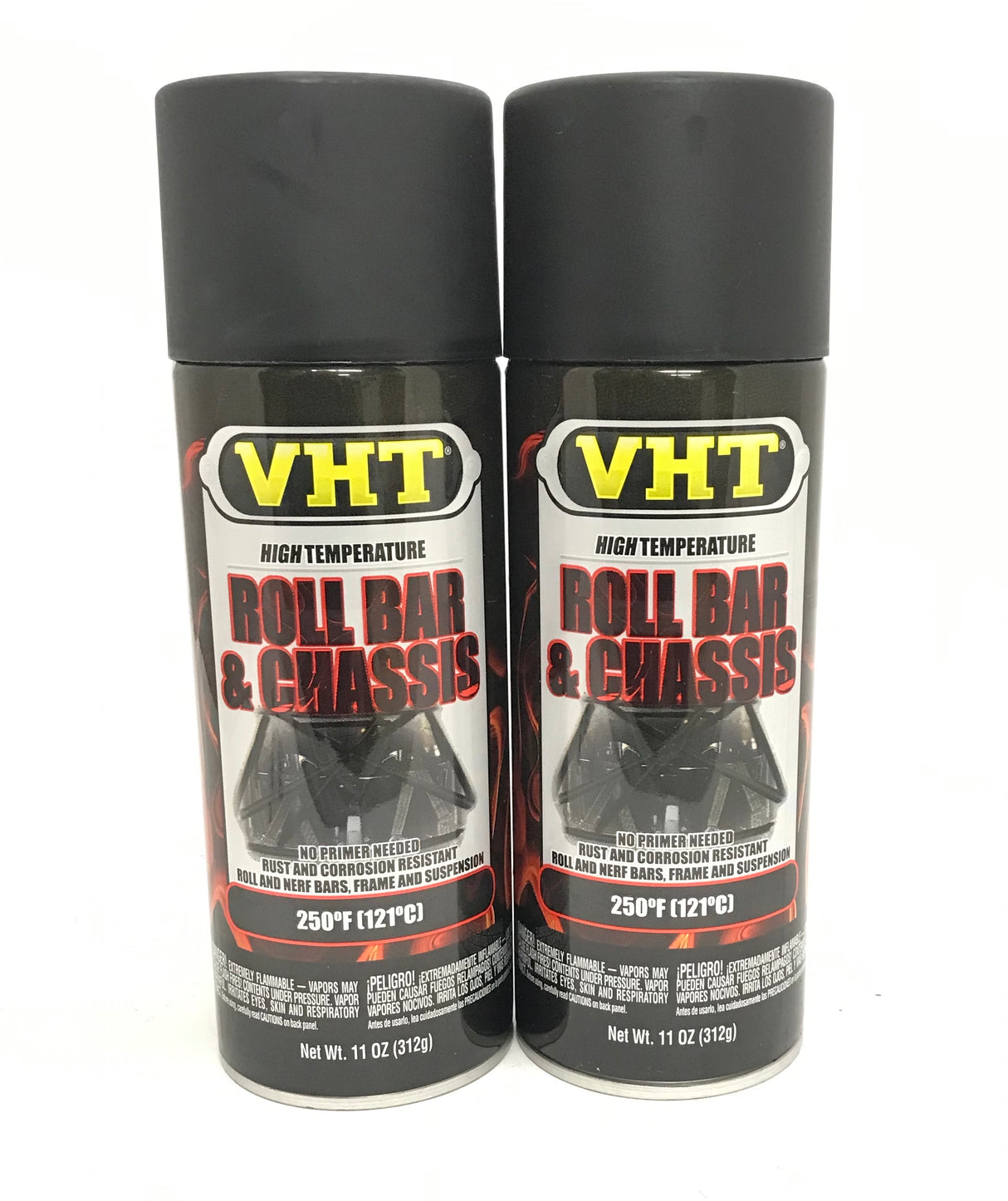 VHT SP671-2 PACK High Temperature SATIN BLACK Roll Bar and Chassis Paint - 11 oz