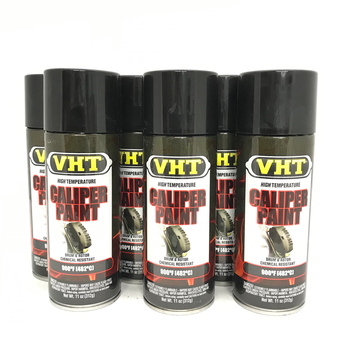 VHT SP734-6 PACK GLOSS BLACK Brake Caliper Paint, Drums, Rotors Paint - High Heat -11oz