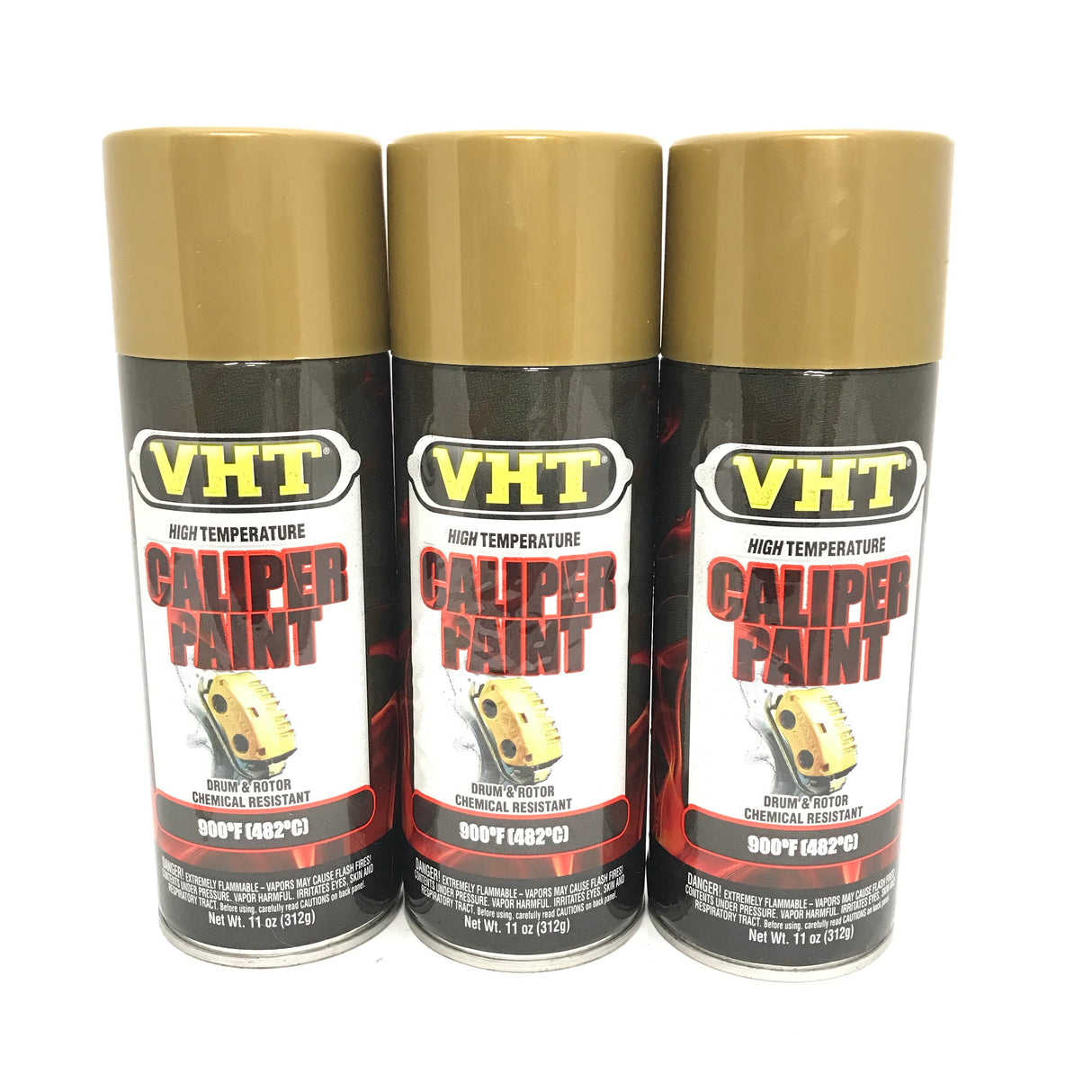 VHT SP736-3 PACK GOLD Brake Caliper Paint, Drums, Rotors Paint - High Heat -11oz