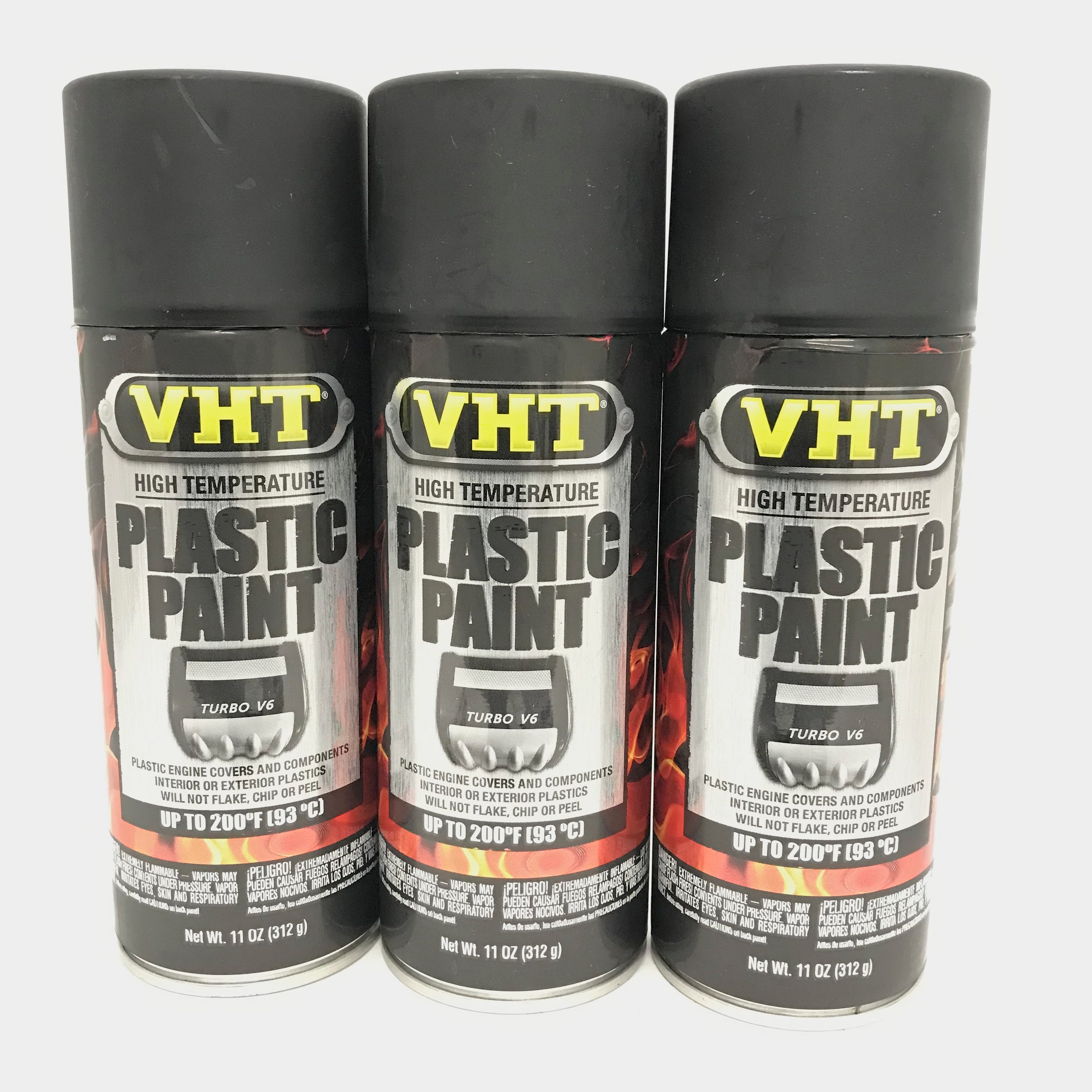 VHT SP820-3 PACK MATTE BLACK High Temperature Plastic Paint - 11
