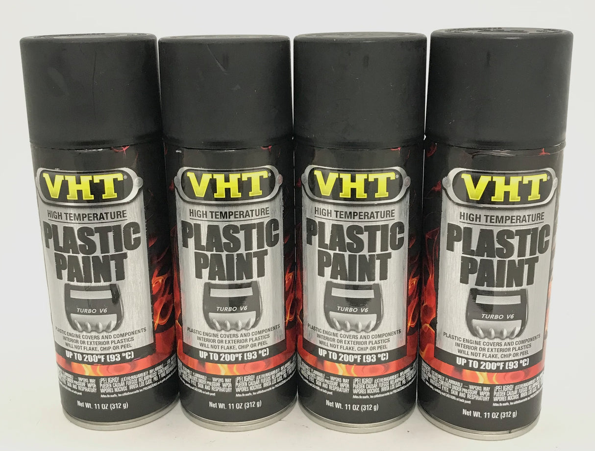 VHT SP820-4 PACK MATTE BLACK High Temperature Plastic Paint - 11 oz Aerosol