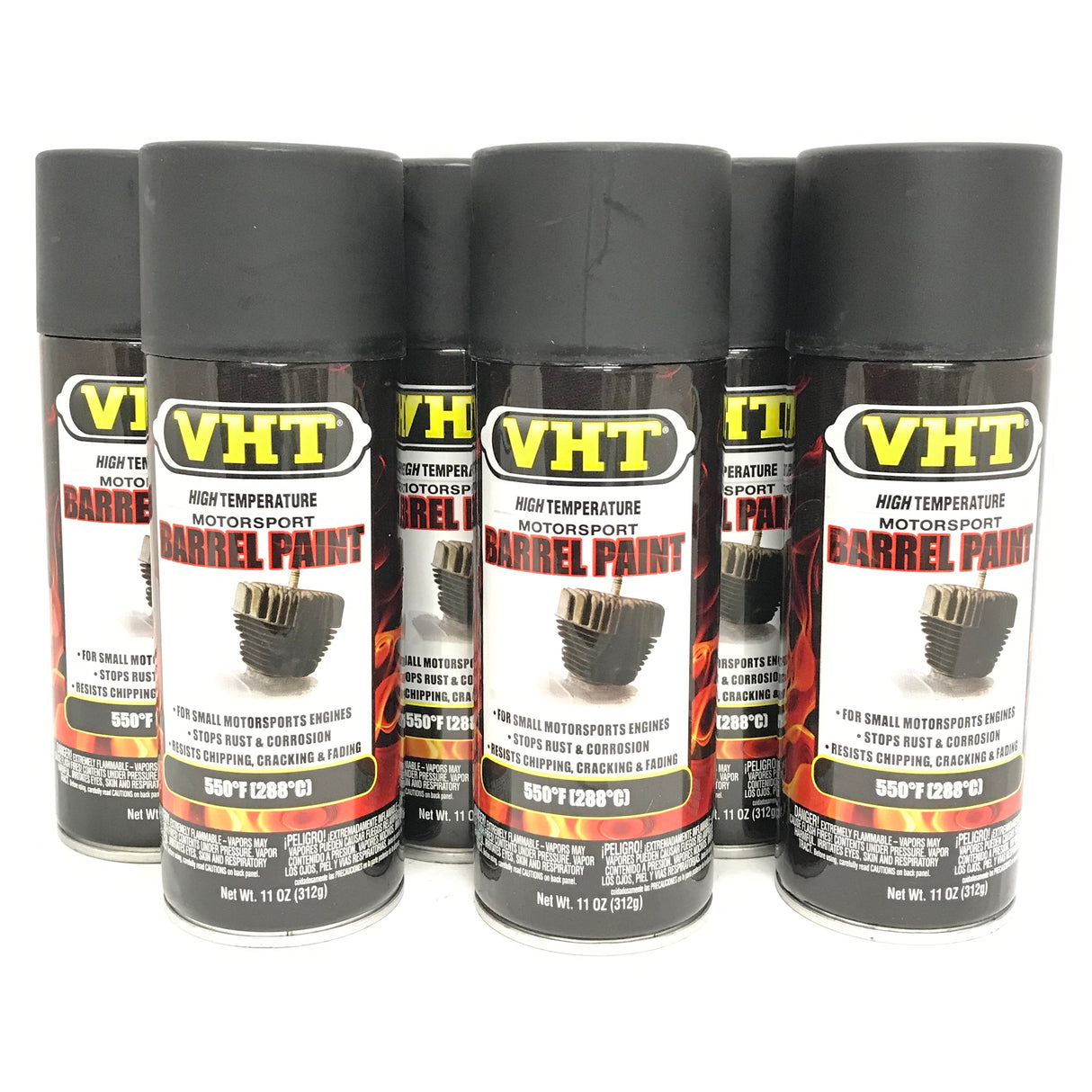 VHT SP906-6 PACK SATIN BLACK Barrel Paint with Ceramic - 11 oz