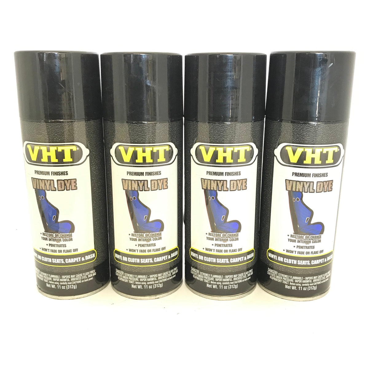 VHT SP941-4 PACK Premium Finish GLOSS JET BLACK Vinyl Dye - 11 oz