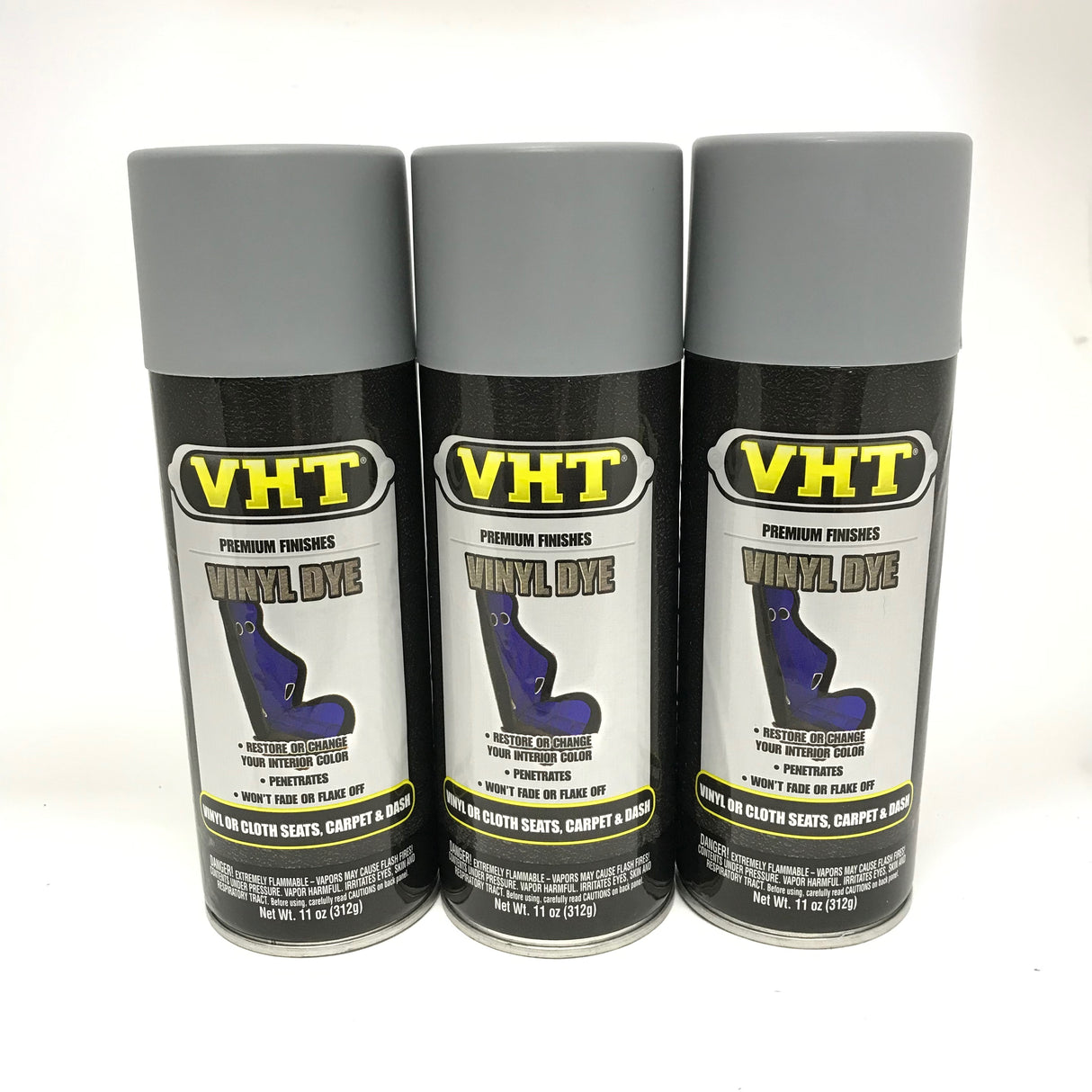 VHT SP953-3 PACK LIGHT GRAY Satin Vinyl Dye Carpet Dashboards Vinyl Seats -11oz
