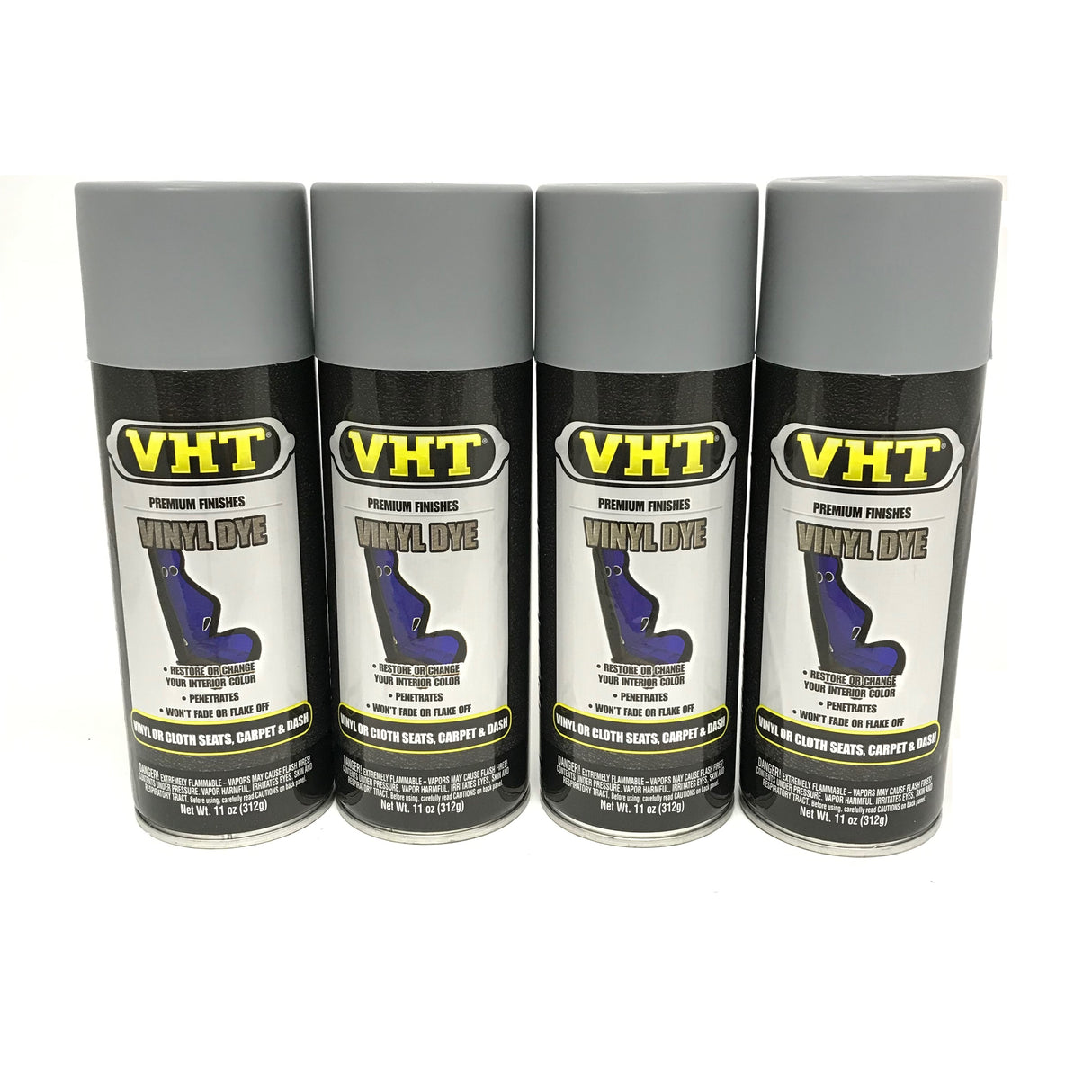 VHT SP953-4 PACK LIGHT GRAY Satin Vinyl Dye Carpet Dashboards Vinyl Seats -11oz