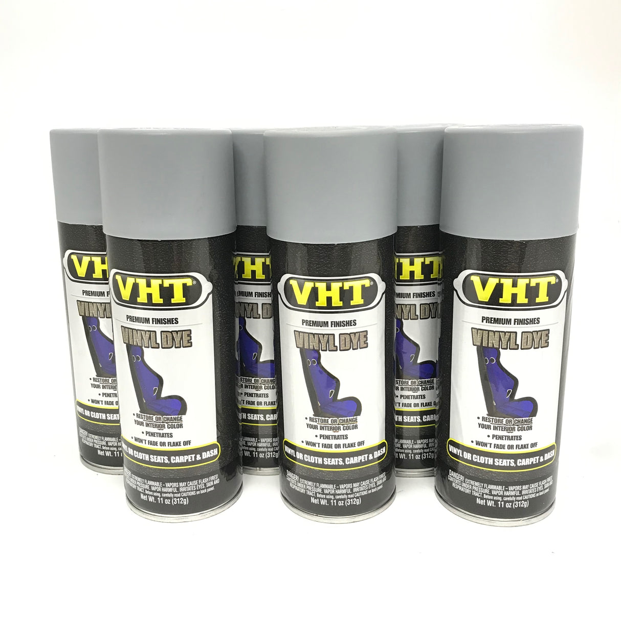 VHT SP953-6 PACK LIGHT GRAY Satin Vinyl Dye Carpet Dashboards Vinyl Seats -11oz
