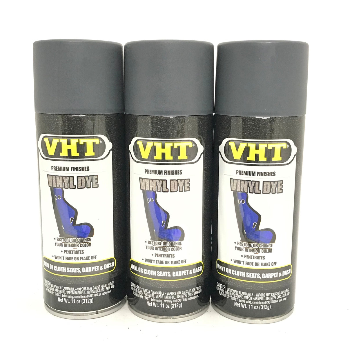 VHT SP954-3 PACK CHARCOAL GRAY Vinyl Dye Carpet Dashboards Vinyl Seats - 11oz Aerosol