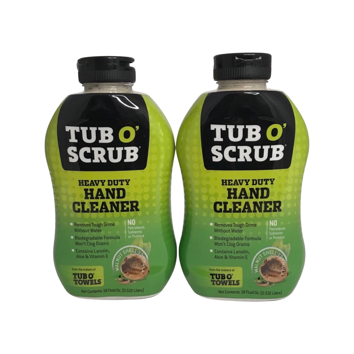 Tub O' Scrub TS18 (2)Heavy Duty Hand Cleaner With Aloe & Lanolin-Hand Soap -18oz