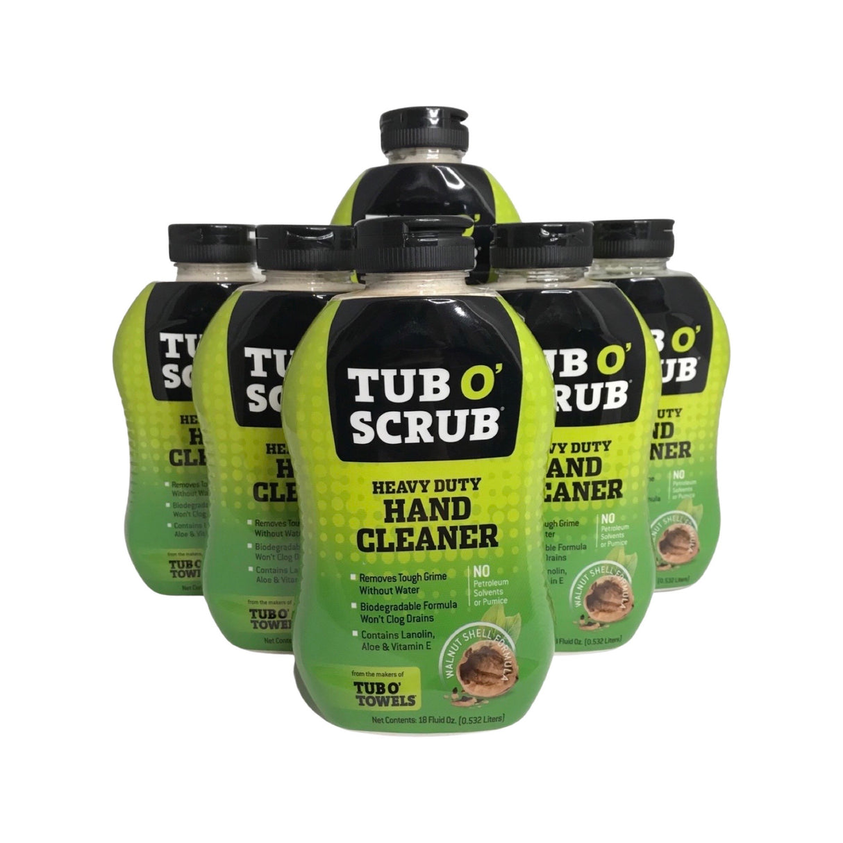 Tub O' Scrub TS18 (6)Heavy Duty Hand Cleaner With Aloe & Lanolin-Hand Soap -18oz